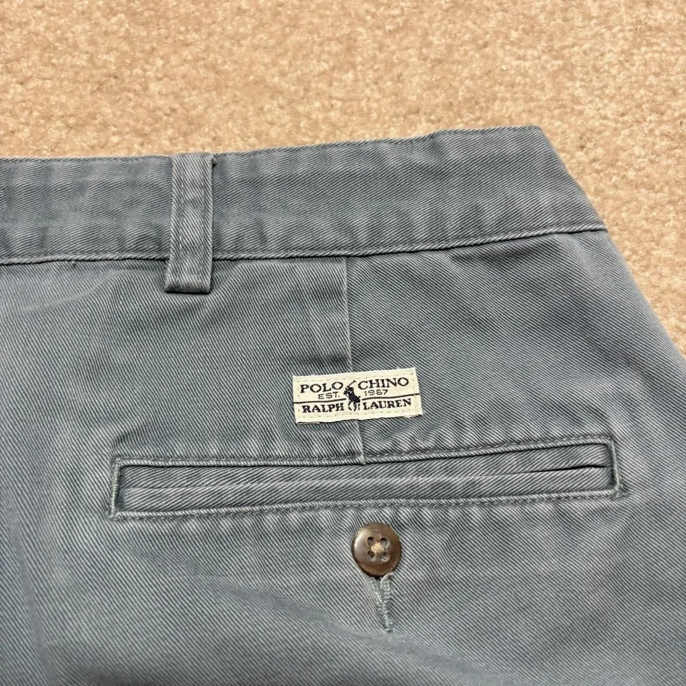 Vtg Polo Ralph Lauren Shorts Mens 40 Blue Pleated Chino Canvas Relaxed Fit 90s
